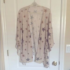 Umgee Beige Animal Print Star Pattern Open Cardigan Kimono